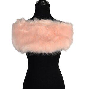 NWT | Pastel Pink Faux Fur Collar Stole Shrug Neck Wrap Scarf | One Size